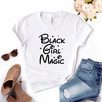 Moterų trumpomis Rankovėmis O Kaklo Prarasti T-shirt Ladies Vasaros Priežastinis Marškinėliai, Drabužiai Viršūnes Women Marškinėliai Black Girl Magic Spausdinti Marškinėlius