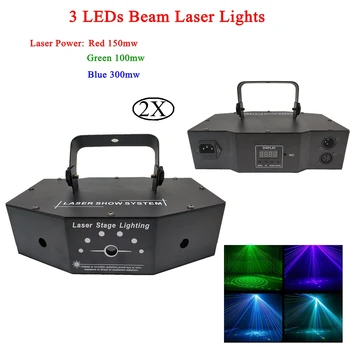2vnt/Daug RGB Full Scan 3 Objektyvo Šviesos Lazerio Projektorius Žibintai DJ KTV Namuose Kalėdos Kalėdinis vakarėlis Disco Scenos Apšvietimas LED