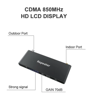 2G 3G Korinio ryšio tinklo Signalo Kartotuvų communicaiton Stiprintuvas GSM, UMTS, CDMA 850MHz Mobiliojo ryšio Signalo Stiprintuvas Kartotuvas LCD Ekranas