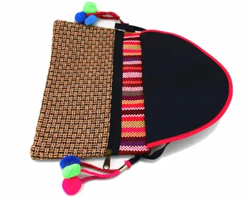 Derliaus Hmong Genčių Etninės Tailando, Indijos Boho pečių maišą pranešimą maišelį lino, rankų darbo siuvinėjimas, Siuvinėjimas pom žavesio SYS-470A