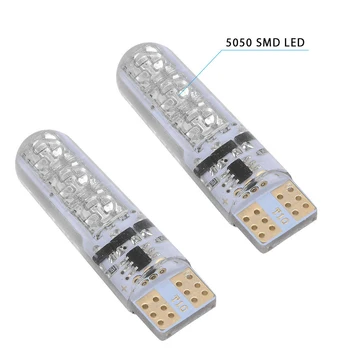 6SMD Pleišto Lemputės, Blykstės Automobilių Šviesos Su Nuotolinio Valdymo Įspėjimo RGB LED Priedai Silikono Spalvinga T10 Licenciją Plokštelės Lemputė 12V