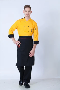 Karšto Unisex ilgomis rankovėmis virėjas kostiumas restoranas virėjas darbo drabužiai viešbučio virėjas uniformas dvieiliai virtuvės top chef drabužių YYX 64