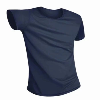 Sportiniai Marškinėliai vyriški Kvėpuojantis Veikia T-Shirt Liesas Mokymo O-kaklo Aukštos elastinga Greitai-džiovinimo Suspaudimo trumpomis Rankovėmis Viršūnes