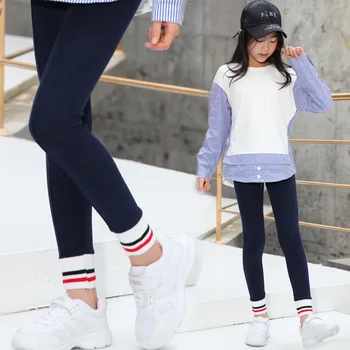 Aukštis-90-140cm Naujų Mergaičių Antblauzdžiai Korėja Medvilnės Slim Vaikų Kelnės Elastingos Juosmens Ruožas Atsitiktinis Dryžuotos Kelnės