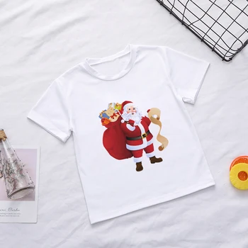 Animacinių Filmų Berniukų Marškinėliai Juokingas Kalėdų Marškinėliai Santa Claus Suteikia Dovanų, Harajuku Merginos Marškinėliai Korėjos Dizaino Vaikai Viršūnes Laisvalaikio Tees