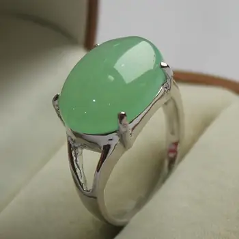 Elegantiškas papuošalai lady mėgstamiausia light green jade sidabro padengtą žiedas 7/8/9#