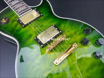 2020 m. Aukštos kokybės Elektrinė gitara,Kietas Raudonmedžio kūną Su Žalia quilted maple Top Elektrinė gitara,Aukso Aparatūros,nemokamas pristatymas