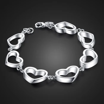 Naujas mados paprastas 12 mm 19 cm širdies apyrankę kieto 925 sterlingas sidabro moterų apyrankės didmeninė žavesio sidabro juvelyriniai dirbiniai dovanos