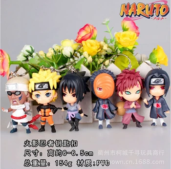 6pcs/set Naruto Keychain Veiksmų Skaičiai Anime PVC brinquedos Surinkimo Duomenys žaislai AnnO00637N