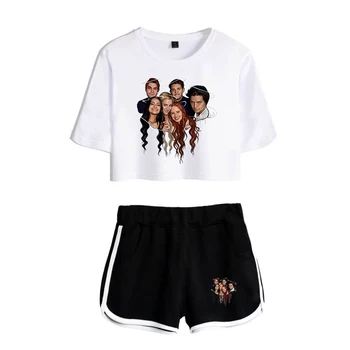 Karšto pardavimo moterų dviejų dalių rinkiniai Riverdale Trumpas Susiduria Bamba pinkT marškiniai+ juodas Trumpas Kelnes moterų rinkiniai XS-2XL