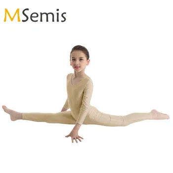 Nauja Vaikų Mergaičių Baleto Leotard Ballerina Žiemos ilgomis Rankovėmis, Baleto Šokių, Gimnastikos Leotard Mergaitėms Jumpsuit Unitard Dancewear
