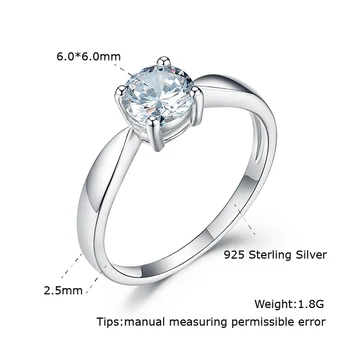 Dyson 925 Sterlingas Sidabro Žiedai Moterų Klasikinis Vestuvių Santuokos Jubiliejų Solitaire Žiedai Prabangių Sužadėtuvių Fine Jewelry