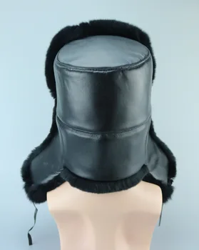 LFM-02 Rex triušio Kailio Kepurę vyriška natūralios odos šiluma, avikailio skrybėlę vyresnio amžiaus sustorėjimas bžūp Vyrų Bombonešis Skrybėlės