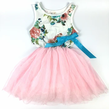 Baby Girl Dress 2018 M. Vasaros Gėlių Gėlių Mergaitės Suknelė Vestuves Vestidos Gimtadienio Drabužiai Princesė Kamuolys Suknelė Tutu Suknelė