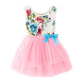 Baby Girl Dress 2018 M. Vasaros Gėlių Gėlių Mergaitės Suknelė Vestuves Vestidos Gimtadienio Drabužiai Princesė Kamuolys Suknelė Tutu Suknelė