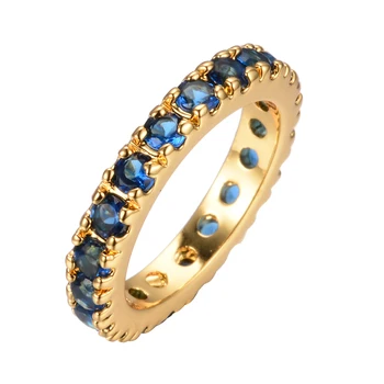 Senovinių Moterų Mėlyna Kristalų Akmens Papuošalai Žavesio Aukso Spalvos Plonas Vestuviniai Žiedai, Moterų, Prabangos Turas Cirkonis Vestuvinis Žiedas