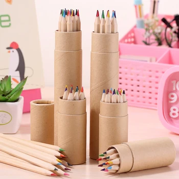 12colors natūralaus medžio spalvos pieštukai spalvinga aukštos kokybės pieštukų pakuotės, kanceliarinės prekės