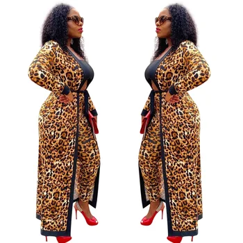 Karšto Pardavimo Moterų Megztinis Paltai Mados Visas Sutampančias Rudenį Lady Ilgomis Rankovėmis Leopardas Spausdinimo Ilgai Viršutiniai Streetwear