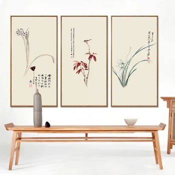 Kinijos Retro augalų, Gėlių Rašalo plakatus spausdina drobės, paveikslai, sienos meno kambarį dekoro kambarių estetinio Apipavidalinimo