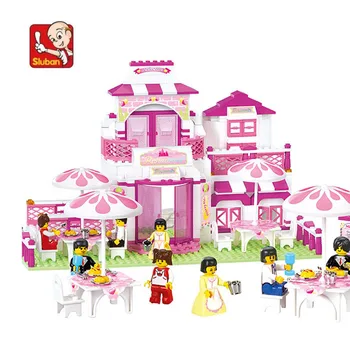 306 gabalas kūdikių žaisti namų blokų plastikinių modelių Kūrimo Rinkiniai rausvos spalvos stilius, statyba blokai mergaičių daugiau nei 6 metų N0150
