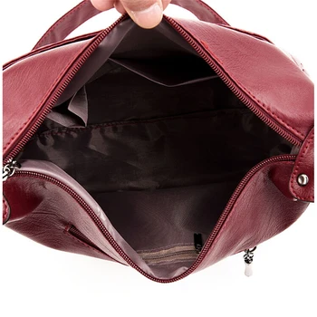 2020 Naują atsitiktinis ponios krepšys PU odos minkštas krepšys pečių maišą paprastų mados juodos ir vyno raudona rankinė