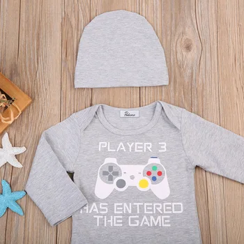 Super Cute Kūdikių 2 vnt Žaidėjas Drabužių Nustatyti Kūdikio Naujagimį Berniuką Mergina Bodysuit+Hat Playsuit Drabužių Komplektus