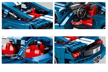 Technics fords Mustang kūrimo bloką, Raumenų automobilių sporto plytų modelis traukti atgal vehicel žaislų kolekcija berniukams dovanos