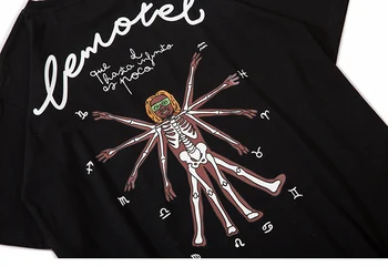 Skeletas Rankas, Print T-shirt Harajuku Medvilnės trumpomis Rankovėmis 2021 Vyrų Hip-Hop Streetwear marškinėliai Atsitiktinis Palaidų Viršūnes Tees Juoda Balta