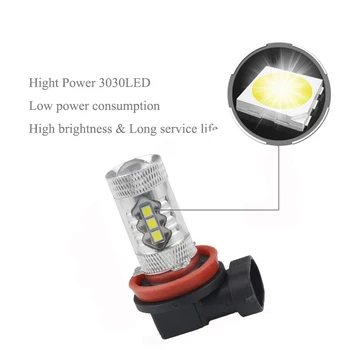 2x H8, H11 LED Automobilių Žibintai LED DRL Lemputės Rūko žibintai Vairuotojo Lempa 