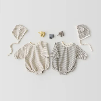 2019 m. rudenį naujų kūdikių berniukų, mergaičių ilgomis rankovėmis romper vaikas juostelės medvilnės mielas mažai ausų kepurės jumpsuit kūdikių drabužiai