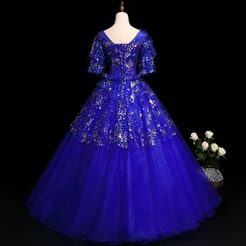 Tikra žvaigždė blizgučiais siuvinėjimo mėlyna/raudona/mėlyna/rožinė kamuolys suknelė viduramžių suknelė Renesanso suknelė karalienės Viktorijos Belle Kamuolys suknelė