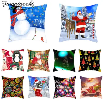 Fuwatacchi Sniego Naujųjų Metų Pagalvėlių Apvalkalus Linksmų Kalėdų Senelio Pagalvę Padengti Namų Kėdė, Sofa Apdailos pagalvių Užvalkalai