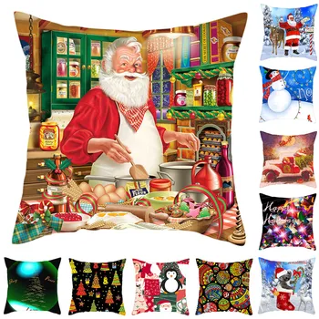 Fuwatacchi Sniego Naujųjų Metų Pagalvėlių Apvalkalus Linksmų Kalėdų Senelio Pagalvę Padengti Namų Kėdė, Sofa Apdailos pagalvių Užvalkalai