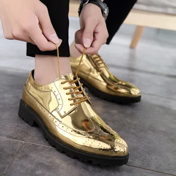 Atsitiktinis Odos Bateliai Vyrai superžvaigždė Brogues oficialų odiniai batai oksfordo aukso batai suvarstomi hombres sidabro didelio dydžio 47