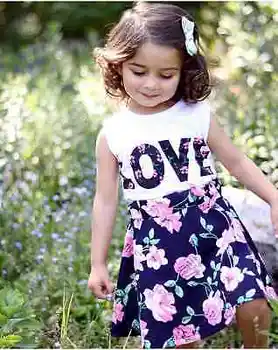 Vasaros Baby Girl Bamblys Spausdinti marškinėliai Topai Atsitiktinis rankovių Sijonas 2vnt Mados dizaino Komplektus Nustatytas 0-5Y