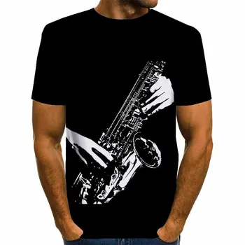 Muzikos Pažymi, T Marškiniai Vyrai Viršūnes Plius Dydžio Trišakius Atsitiktinis Gatvės Skaitmeninis Spausdinimas Vyrų Marškinėliai Vasaros trumpomis Rankovėmis 3D T Shirts 5XL 6XL