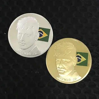 2 vnt m. Futbolo Žaidimų žvaigždė monetų Neymar paauksuoto sidabro ženklelį 40 mm futbolo sporto suvenyrų dekoravimas monetos