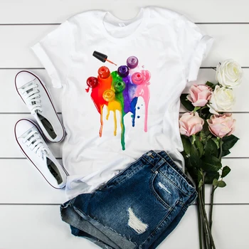 Grafinis Moterų, Merginų, Moterų Lady T-Shirt marškinėliai Moterims Kūrybos Mielas Akvarelė 3D Atsitiktinis Trumpas Rankovės Tees Viršūnės