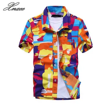Xnxee Vyrų Vasaros Havajų Marškinėliai Spausdinami Mados Šviesos Paplūdimys Marškinėliai trumpomis Rankovėmis Kvėpuojantis Plius Dydis 5XL Havajų Marškinėliai