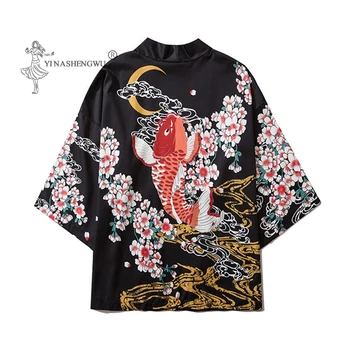 Japonų Stiliaus Vyrų Samurajus Kimono Apranga Tradicinė Japonijos Palaidinė Yukata Haori Obi Tradicinių Vyrų Azijos Cardigan Kostiumas Naujas