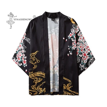 Japonų Stiliaus Vyrų Samurajus Kimono Apranga Tradicinė Japonijos Palaidinė Yukata Haori Obi Tradicinių Vyrų Azijos Cardigan Kostiumas Naujas