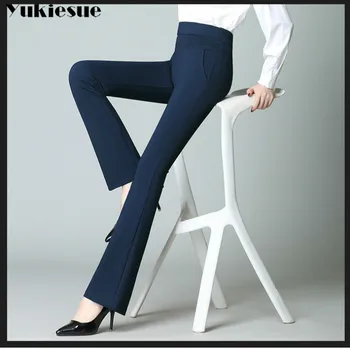 Streetwear moterų kelnės plačios kojos kelnės moterims flare kelnės skinny OLIS office flare kelnės moteriška su high juosmeniu Plius dydis 4XL