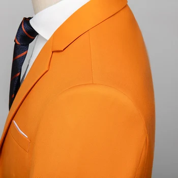 Plyesxale Orange Smokingas Jaunikis Kostiumai Vyrams Vestuvių 3 Gabalus Kostiumas De Mariage Homme Kietas Didelio Dydžio, Suknelė Oficialų Kostiumą Vyras Q1018