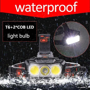 LED Šviesų Žibintas atsparus vandeniui Galia Žibintuvėlį, Fakelą žvejybos Žibintai Lanterna žibintas Naudoti 2*18650 baterija, Kempingas