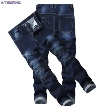 Vyrai džinsai 2018 Naujas mens tiesiai džinsinio audinio kelnės Lokomotyvų atsitiktinis blue jeans mens mados mens Kelnės 30-40