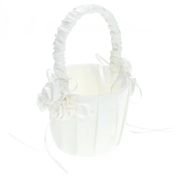 7 * 7 cm, Vestuvių Dekoravimas Prekių White Satin bowknot Žiedas Pareikštinių Pagalvę ir Gėlių mergaičių Krepšelį Apdailos Prekių Rinkinys